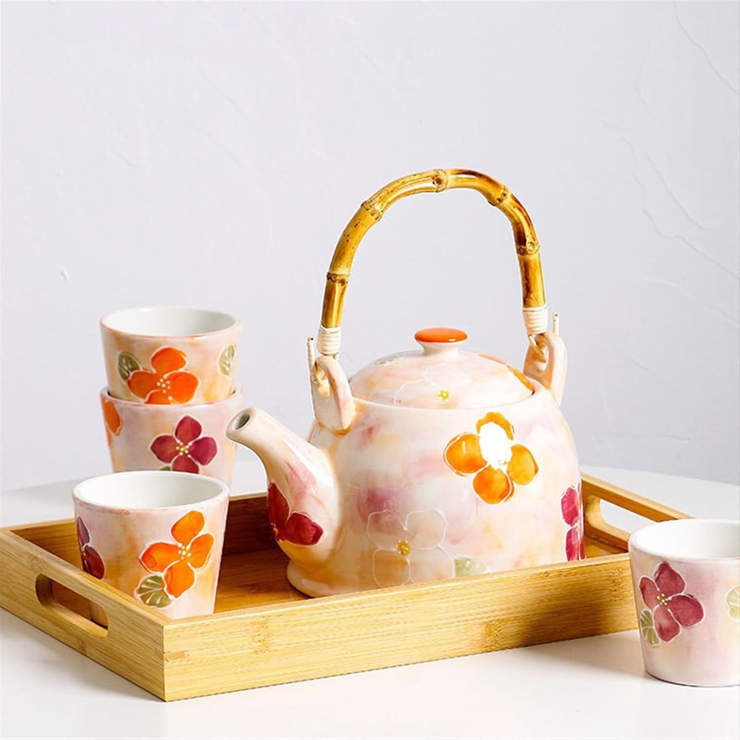 Beverage Serveware Ceramic tea kettle, handlebar kettle, afternoon teapot, cup tea set, multifunctional household tea set, elegant tea set Water Carafe