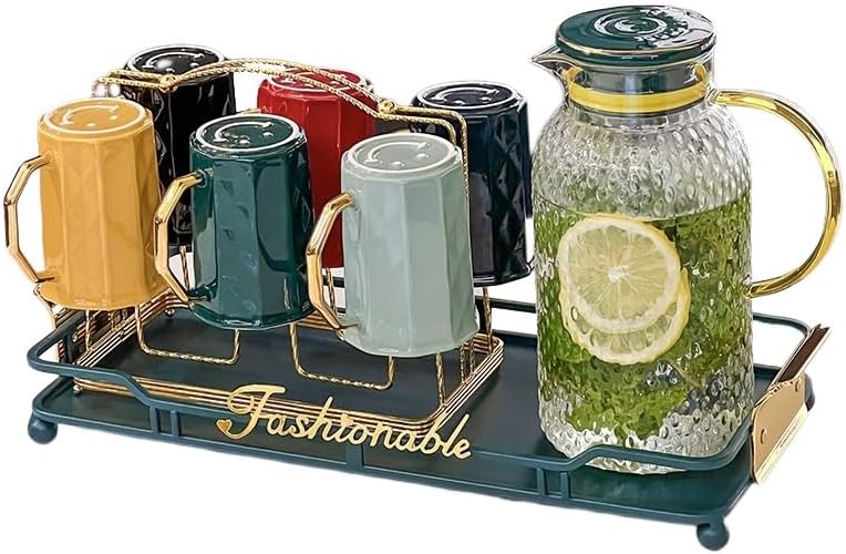 Beverage Serveware Water Cup Household Set Living Room Glass Kettle Large Capacity Family Hospitality Drinking Cup Complete Set Water Carafe