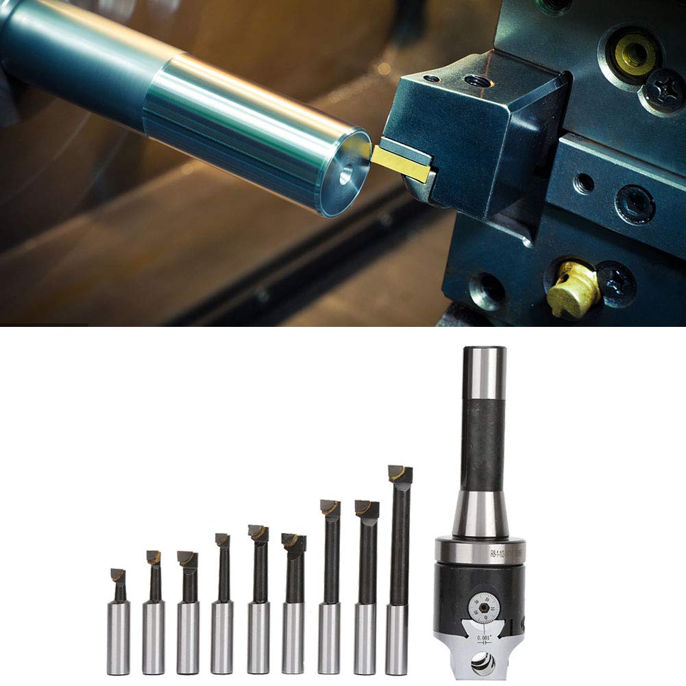 13 Pcs Indexable Metal Lathe Turning Tool, Boring Head Set, Carbide Boring Bar Set, Carbon Steel, Suitable for Semi Finishing and Finishing