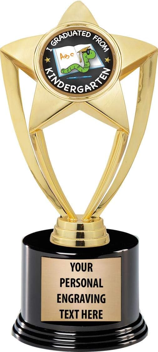 Crown Awards Kindergarten Graduation Trophies with Custom Engraving, 7.25' Personalized Kids Graduation Trophy On Deluxe Round Base Prime