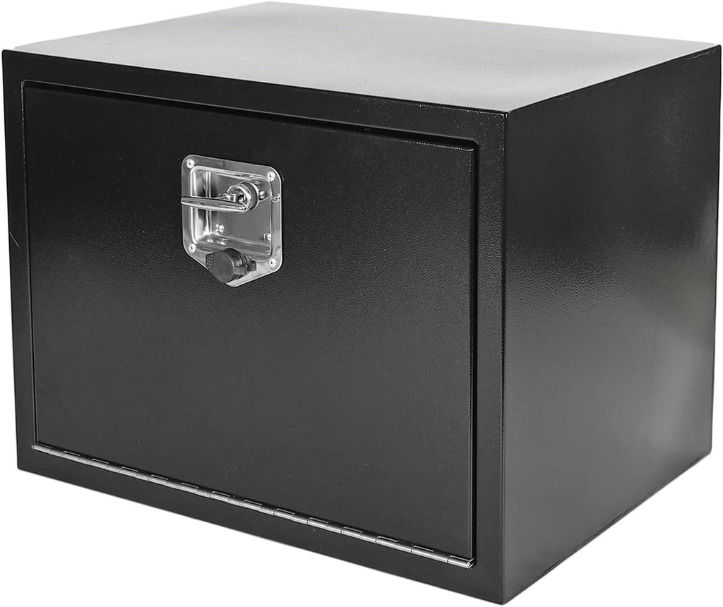 confote 24 Inch Black Steel Tool Box Pick Up Truck Bed Underbody Storage Organizer with T-Handle Latch and Keys 24x18x18''