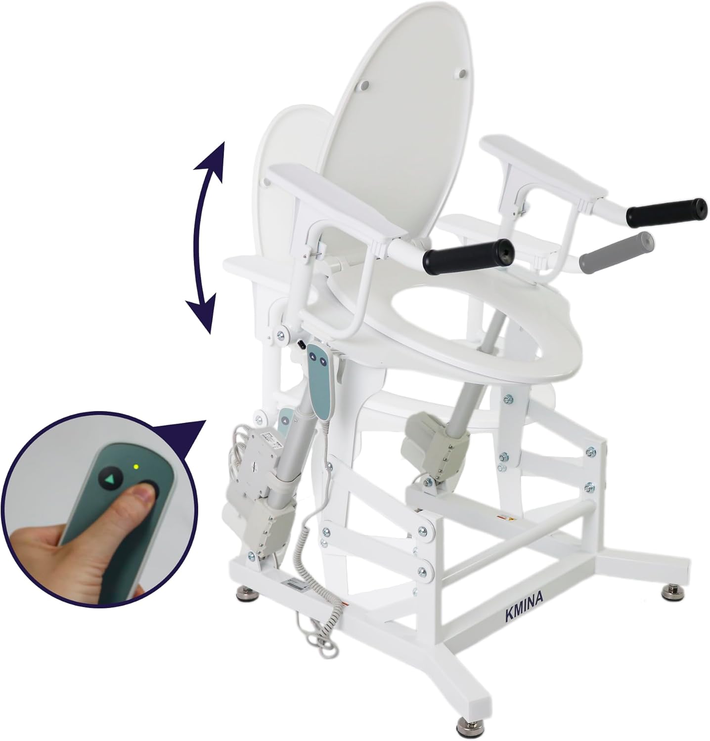 KMINA Electric Toilet Seat Lift Riser with Handles, Powered for Elderly, Height Adjustable