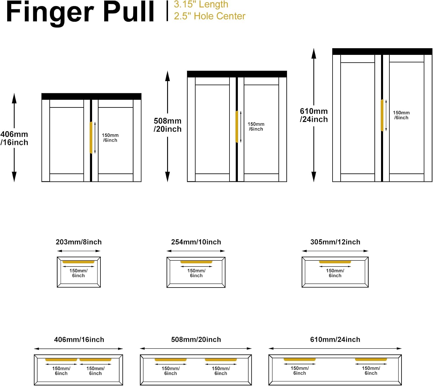 Satanga Edge Black Finger Pull for cabinets Kitchen Concealed Drawer pulls Aluminum Flat Hidden Back Mount Door Handle for Home 30 Pack Modern 6' Overall Length Easy Installation