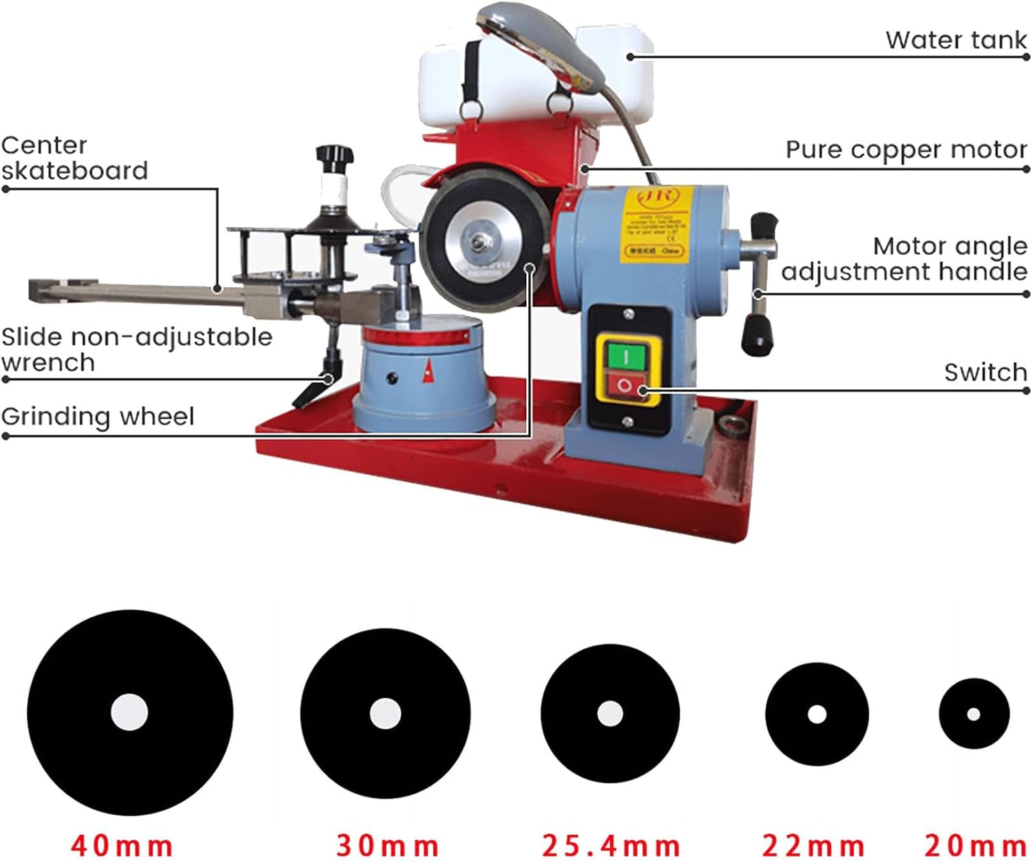 Electric Circular Saw Blade Sharpener, Chain Saw Sharpener Tool, Circular Saw Blade Sharpener, Multi Tool Blade Sharpener, W/Water Injection, Adjustable Angle, 2580 Rpm, For Cutting Wood, Plastic,550W