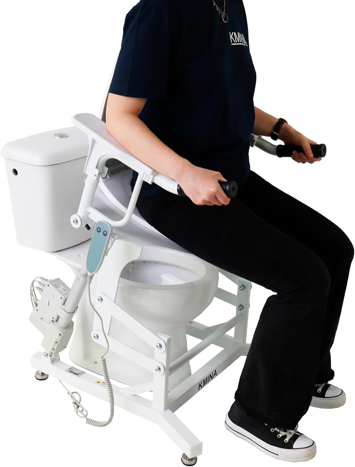 KMINA Electric Toilet Seat Lift Riser with Handles, Powered for Elderly, Height Adjustable