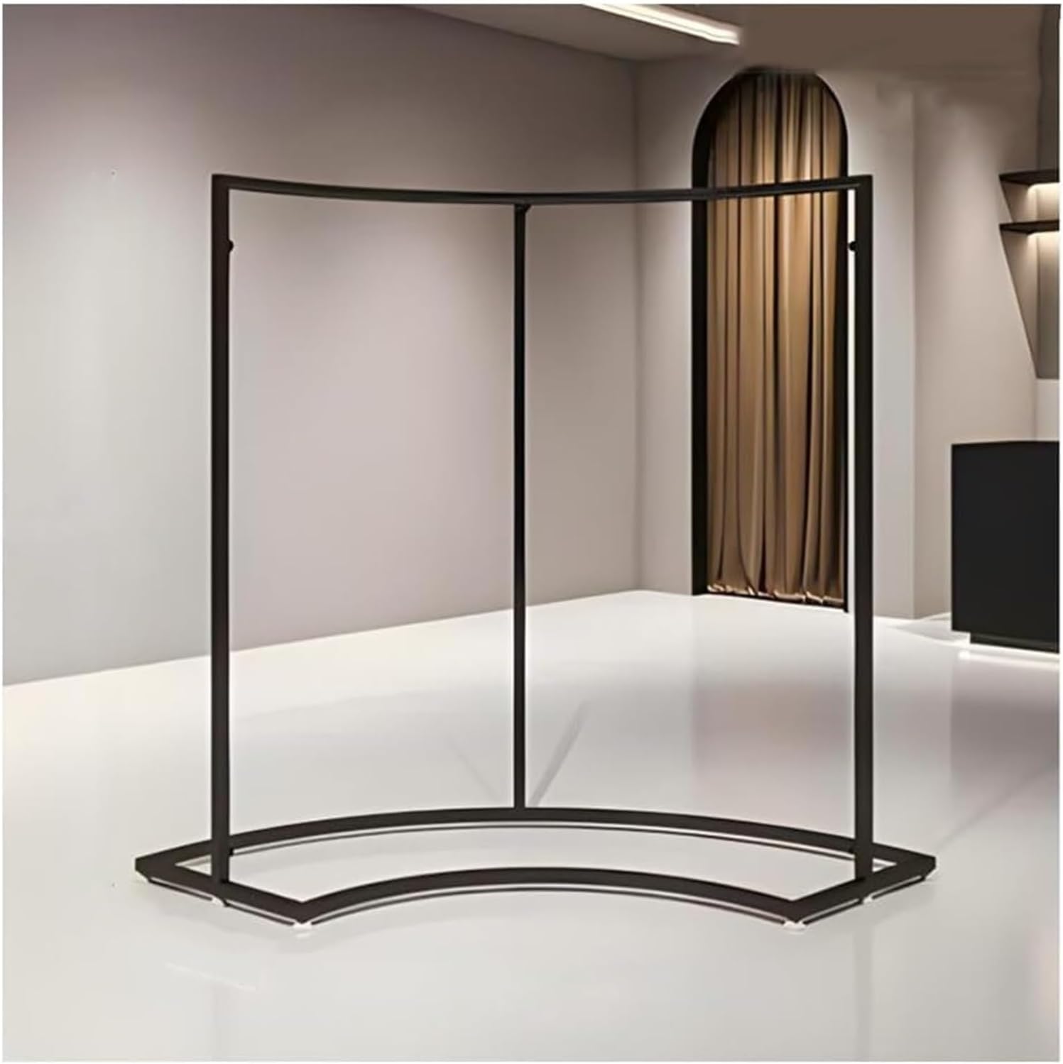 Garment Rack Clothing Display Rack - Half Round Floor Standing Clothes Rail for Retail Stores - Durable Black Curved Combination Design - Ideal for Organizing Clothing