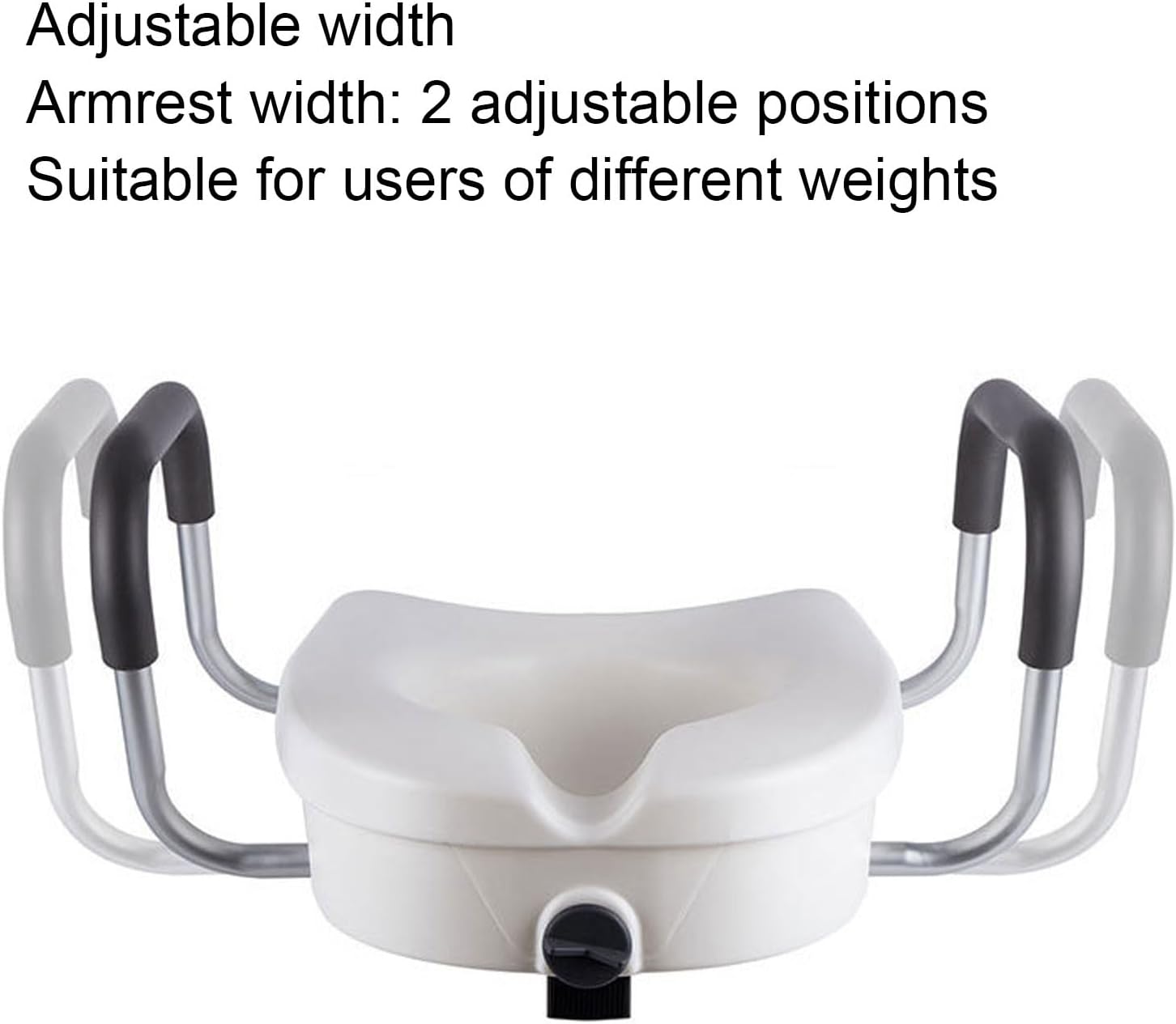 Toilet Seat Riser, Adjustable Removable Padded Arms Raised Toilet Seat Cushion for Elderly Pregnant Handicap (White)