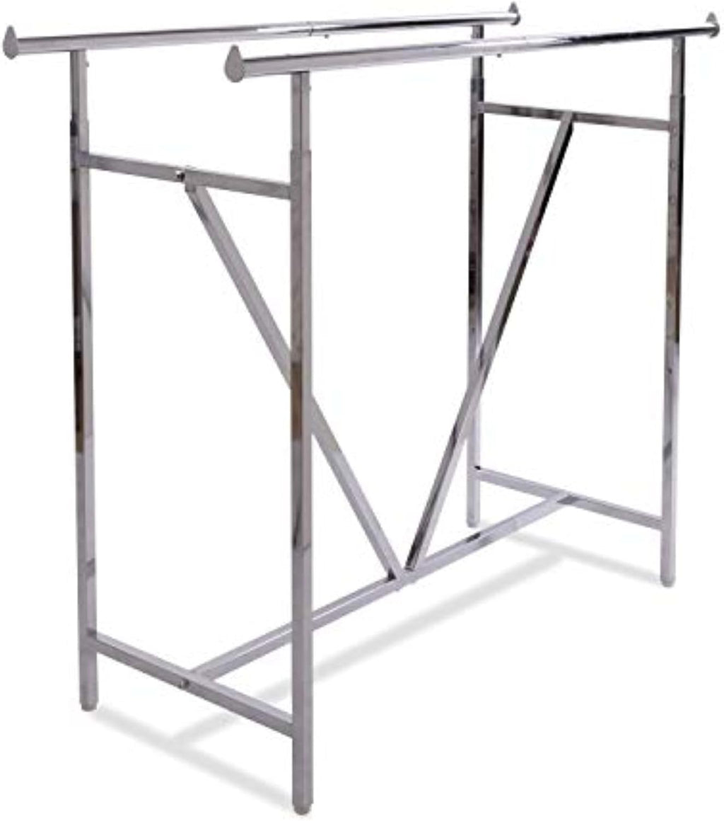 Econoco Adjustable Double Bar Clothing Rack, Heavy Duty Chrome Retail Garment Rack, 60in Hangrail, Commercial Display