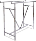 Econoco Adjustable Double Bar Clothing Rack, Heavy Duty Chrome Retail Garment Rack, 60in Hangrail, Commercial Display