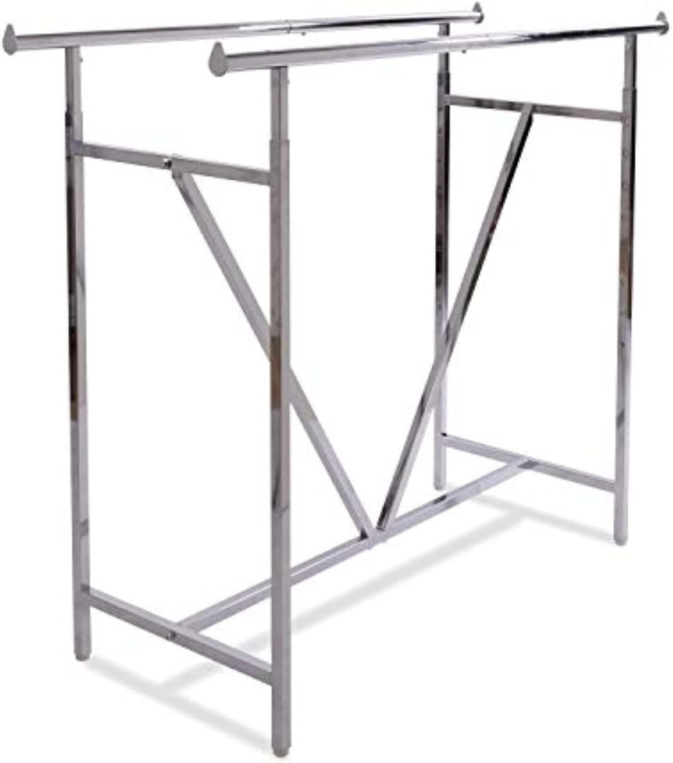 Econoco Adjustable Double Bar Clothing Rack, Heavy Duty Chrome Retail Garment Rack, 60in Hangrail, Commercial Display