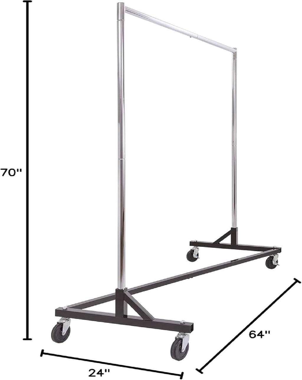 Commercial Garment Rack (Z Rack) - Rolling Clothes Rack, Z Rack With KD Construction With Durable Square Tubing, Commercial Grade Clothing Rack, Heavy Duty Chrome Commercial Garment Rack