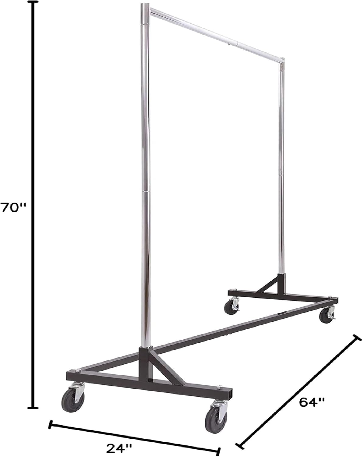 Commercial Garment Rack (Z Rack) - Rolling Clothes Rack, Z Rack With KD Construction With Durable Square Tubing, Commercial Grade Clothing Rack, Heavy Duty Chrome Commercial Garment Rack