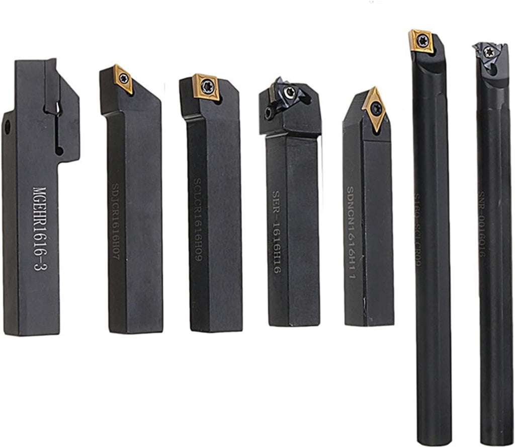 YFCDZVBH 7pcs 16mm Shank Lathe Turning Tool Holder, Boring Bar CNC Tools Set with Carbide Inserts and Wrenches
