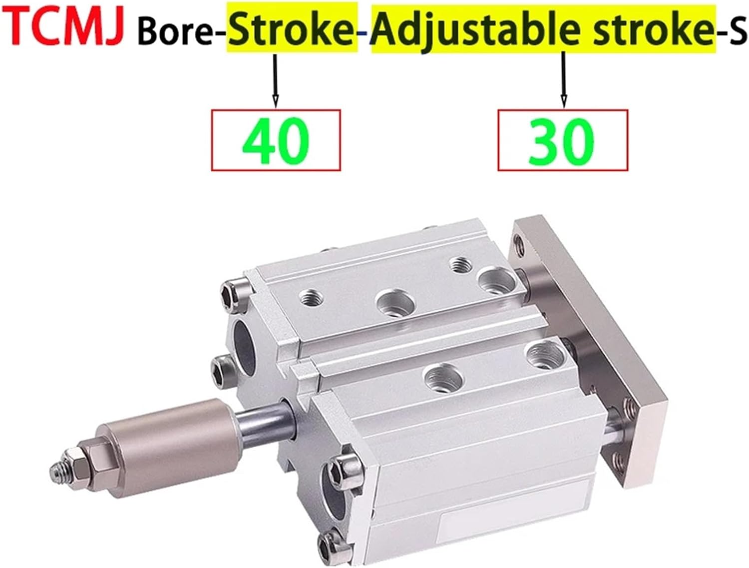 Three Bar Three-axis TCMJ Adjustable Stroke Pneumatic Cylinder Bore 12/16/20/25/32/40 20/30/40/50/75/100/150(Stroke 40-30mm,Bore 25)