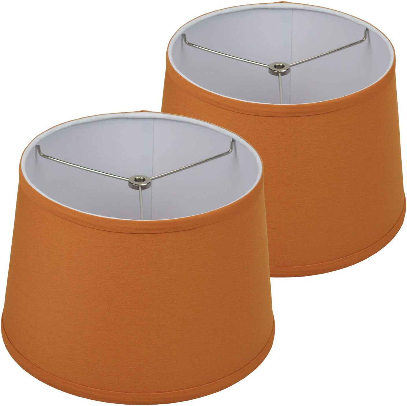 FenchelShades.com Set of 2 Lampshades 10' Top Diameter x 12' Bottom Diameter x 8' Slant Height with Washer (Spider) Attachment for Lamps with a Harp (Linen Gold)