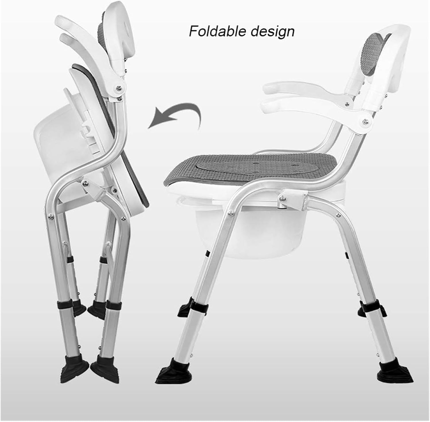 Toilet Chair Comfortable Potty Chair Bedside Elderly Toilet Seat Safety Frame with Non-Slip Leg Pad Handles and Bucket Height Adjustable Bathroom Safety