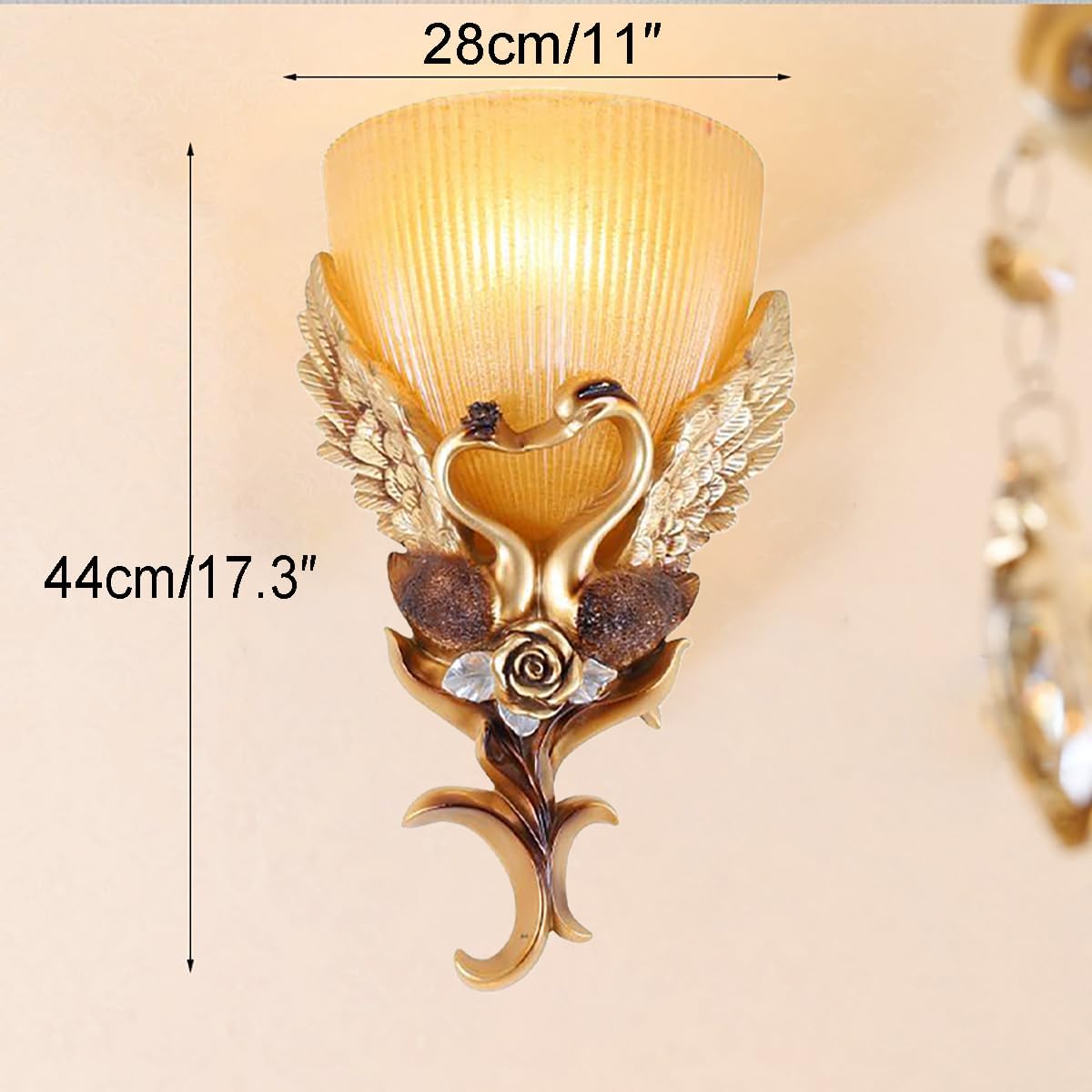 European Wall Sconce Vintage Gold Wall Light Creative Resin Peacock Design with Frosted Glass Shade Indoor Wall Lamp Antique Lighting Fixtures for Living Room Hallway Bedroom Bedside