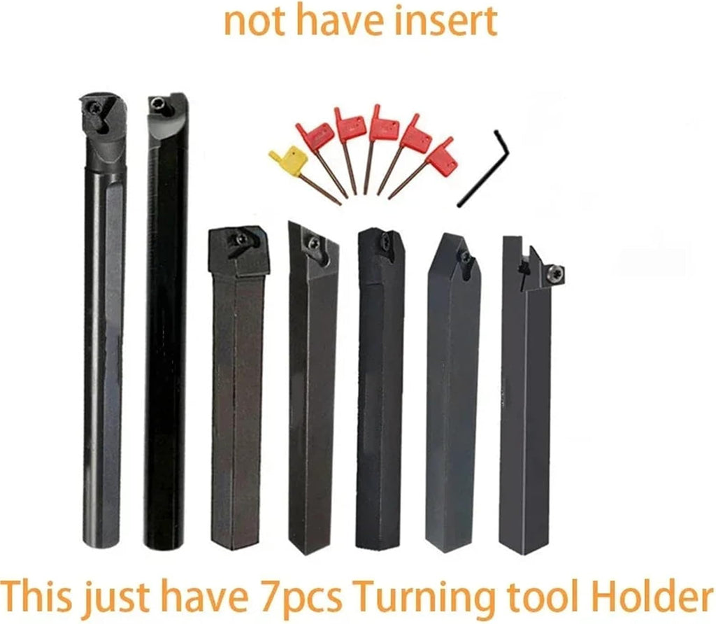 Turning Tool Set 7pcs/Set 20MM CNC Lathe Turning Tool set，Boring Bar and Inserts and Wrenches，for Turning Threading(No Insert)