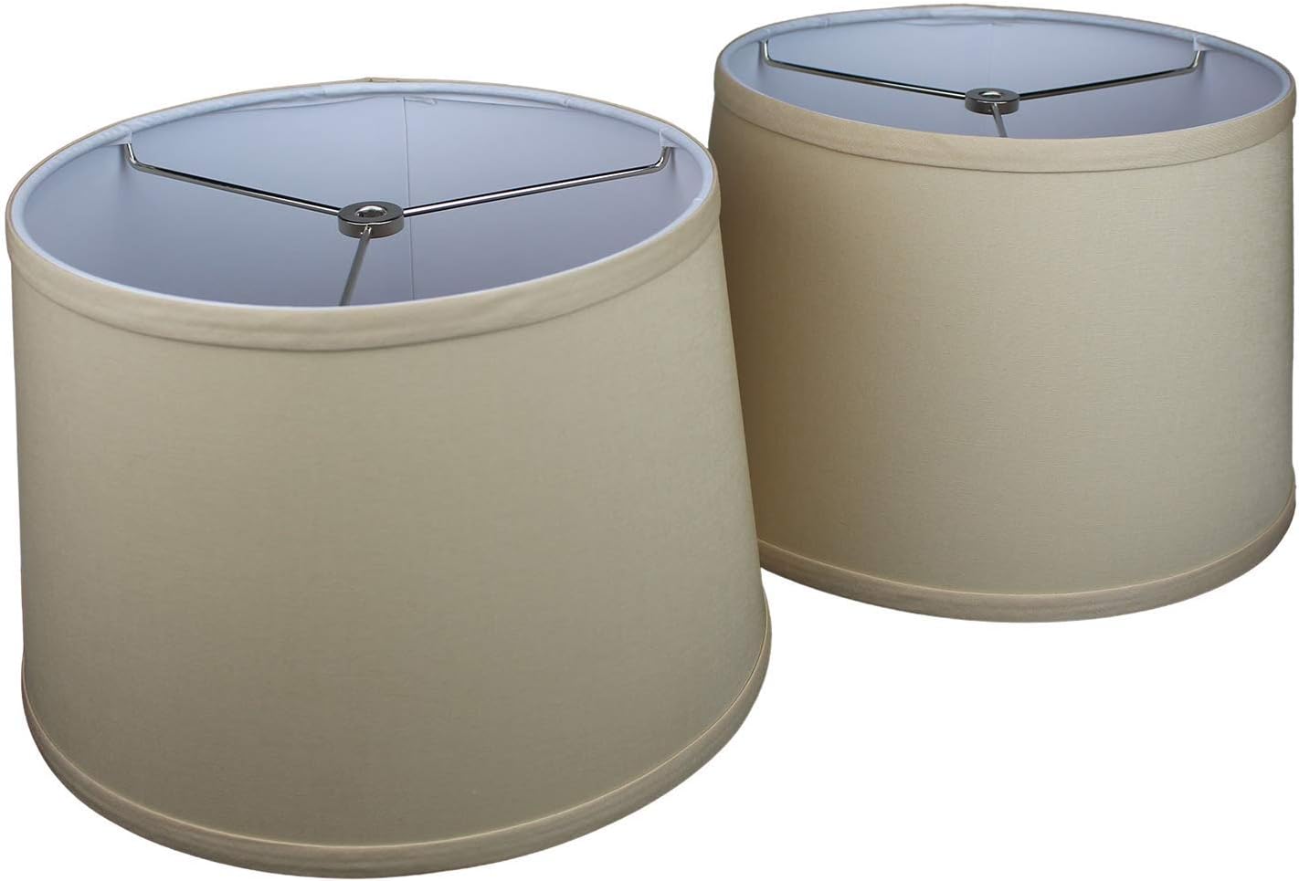 FenchelShades.com Set of 2 Lampshades 10' Top Diameter x 12' Bottom Diameter x 8' Slant Height with Washer (Spider) Attachment. Attaches to Lamps with an existing Harp (not included) (Linen Khaki)