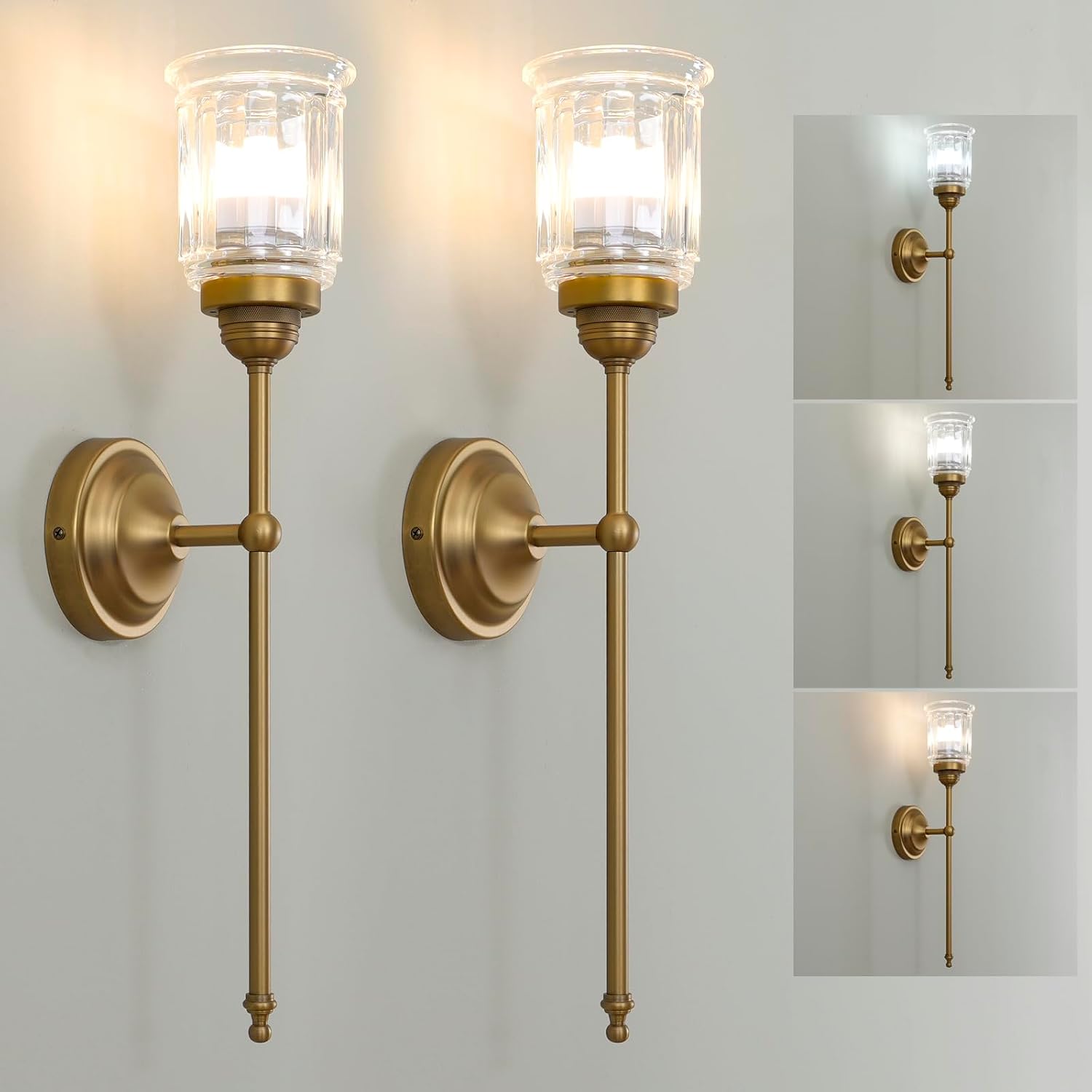 HEQIQEH Vintage Rechargeable Battery Operated Wall Sconces Set of 2 with Clear Fringe Glass Shade, Dimmable Cordless Wall Mounted Lamp Fixtures with Remote Control for Living Room Bedroom Stairs