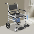 Foldable Shower Chair, Shower Wheelchair with Lockable Wheels Rolling Bedside Commode for Toilet with Height Adjustable & Sponge Padded Seat for Elderly Support 330lbs+Extra Cushion (U-Shape)