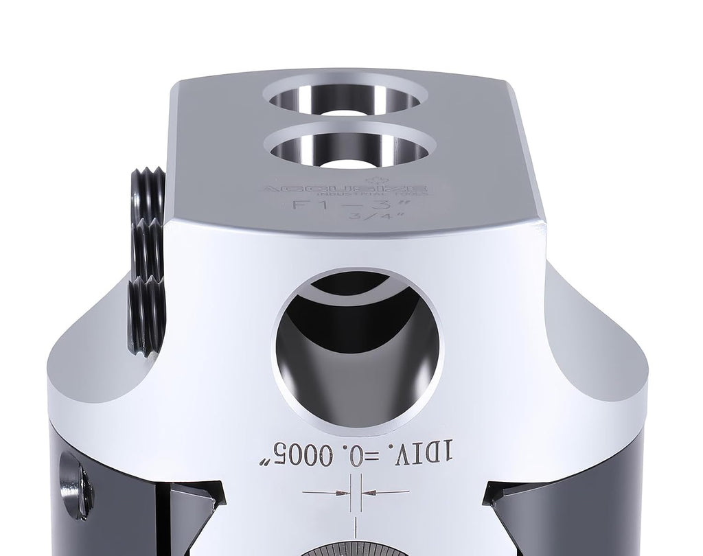 Accusize Industrial Tools Boring Head Hole Size Off Thread, 3 in, 0350-0003 | 3/4 in Boring Bar Hole, 1 in Offset, 1-1/2-18 Thread Mount, 3-5/32 in Overall Length