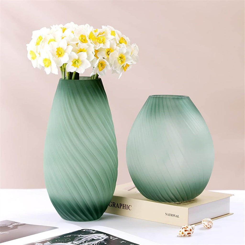 Flower Vase Spot Creative Green Glass vase Wholesale Lily Flower Arrangement Utensils Living Room hydroponic Home Decoration Ornaments Dry Flower Arrangement (Size : L)