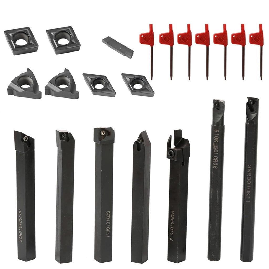 Carbide Inserts,8mm/10mm /12mm /16mm Multifunctional Turning Tools Solid Carbide Inserts Holder Wrench Set Boring Bar Metal Lathe Turning Tools(16mm)
