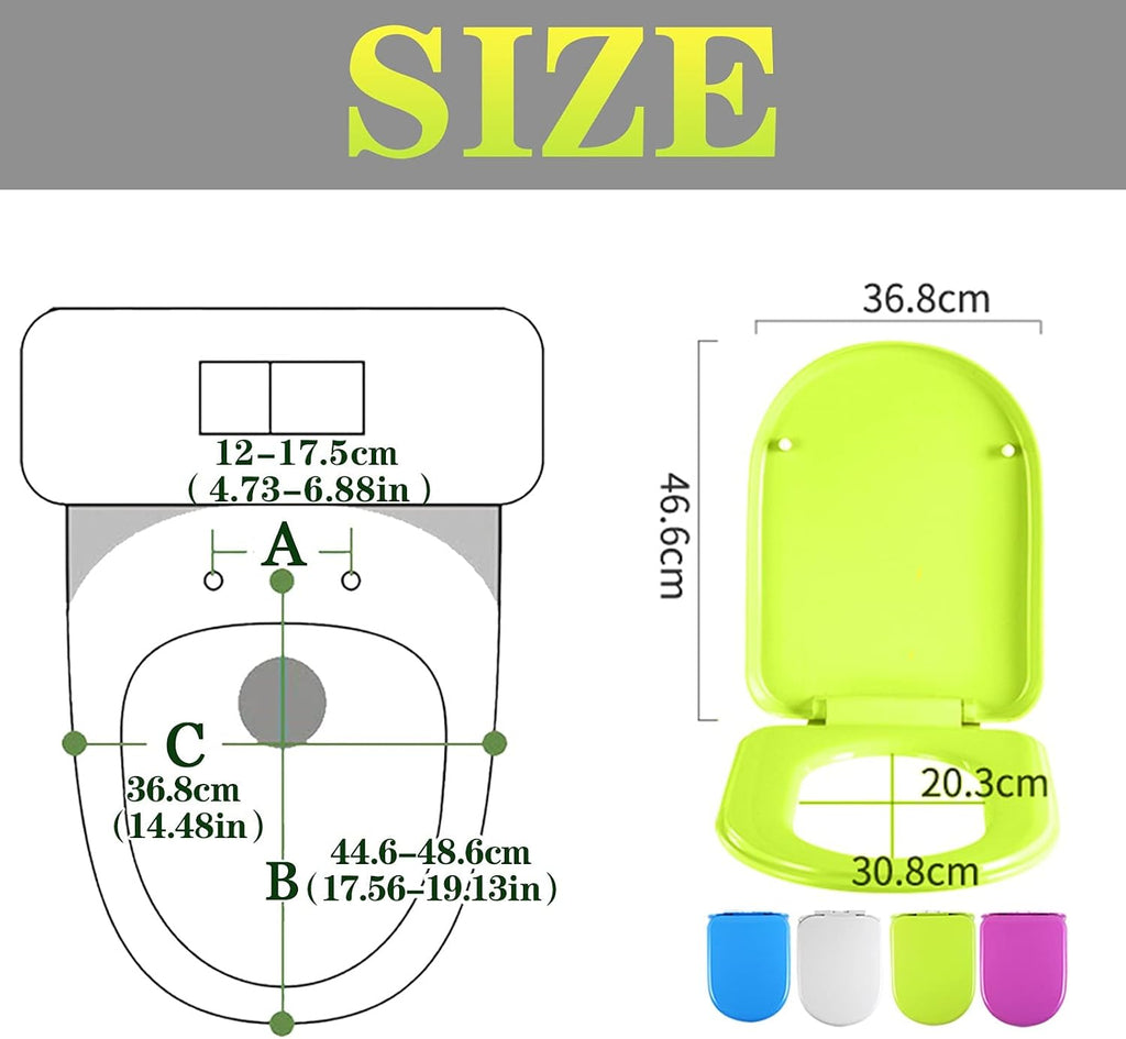Toilet Seat One Colorful Soft Close Toilet Seat with Quick Release Bathroom Oval New Slow Close, Polypropylene(Pink Purple)