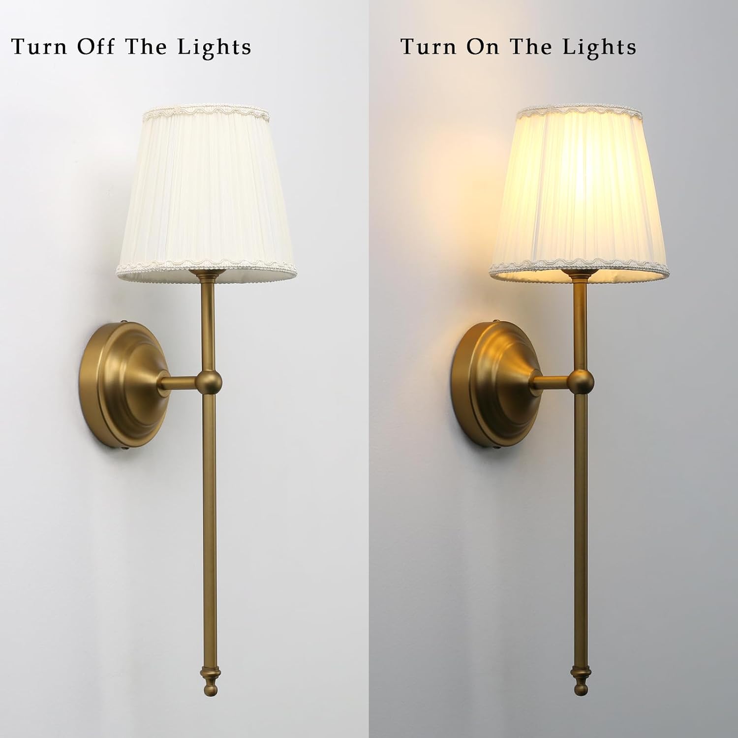 Phansthy Hardwired Brass Boho Wall Sconces Set of 2, Vintage Industrial Wall Lights 2 Pack, Vanity Light Wall Lamps with Lace Gauze Shade for Bedroom Living Room Hallway Decor (Antique + White Shade)