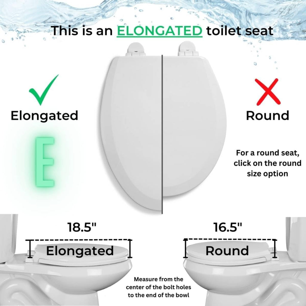 Centoco 2 inch Raised Toilet Seat for Seniors, Elongated, Open Front with Cover, Plastic, Made in the USA, HL820STS-001, White