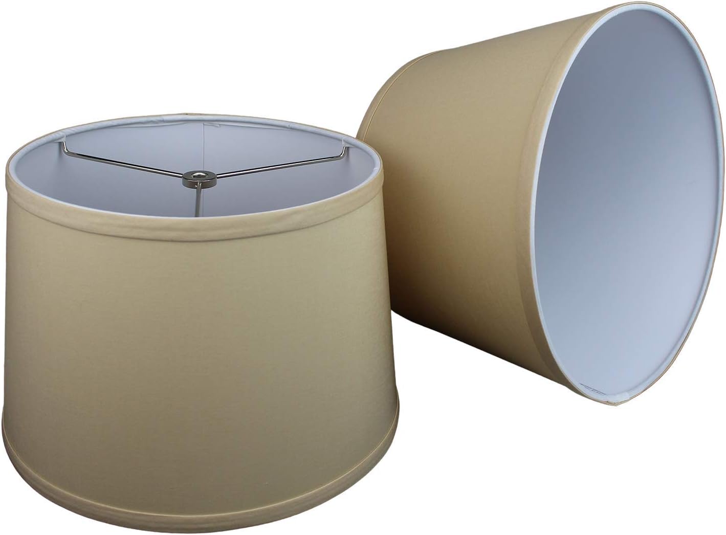 FenchelShades.com Set of 2 Lampshades 10' Top Diameter x 12' Bottom Diameter x 8' Slant Height with Washer (Spider) Attachment. Attaches to Lamps with an existing Harp (not included) (Linen Khaki)