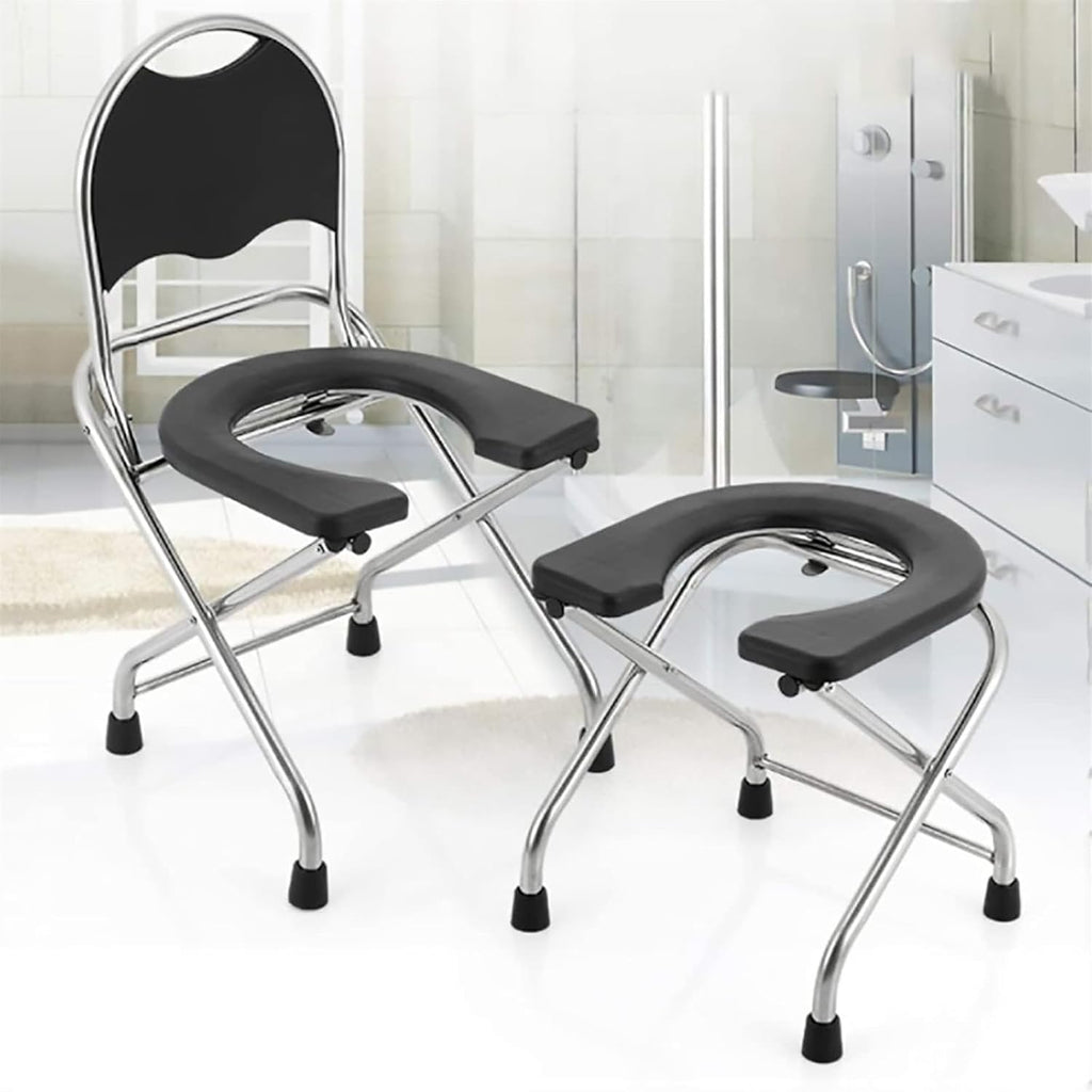 Bedside Commode,Toilet Seat with Handles Chair with Toilet Handicapped Folding armrests Ergonomic seat Non-Slip feet Perforated Folding Portable Toilet Chair