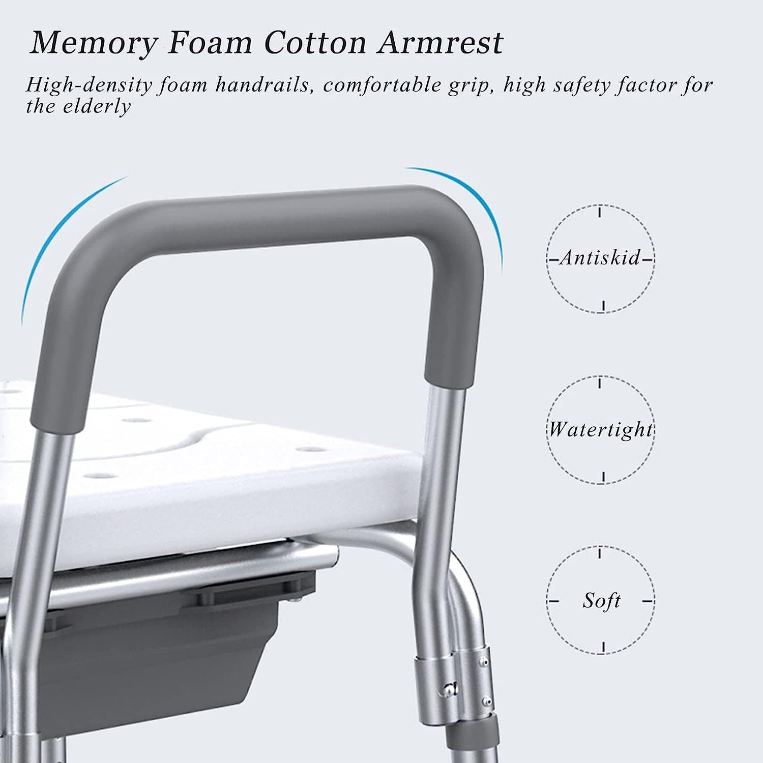 3 in 1 Shower Chair with Arms and Back, Adjustable ToiletFrame, Raised Toilet Seat, Heavy Duty Beside Commode Chair for Seniors, Disabled and Pregnant