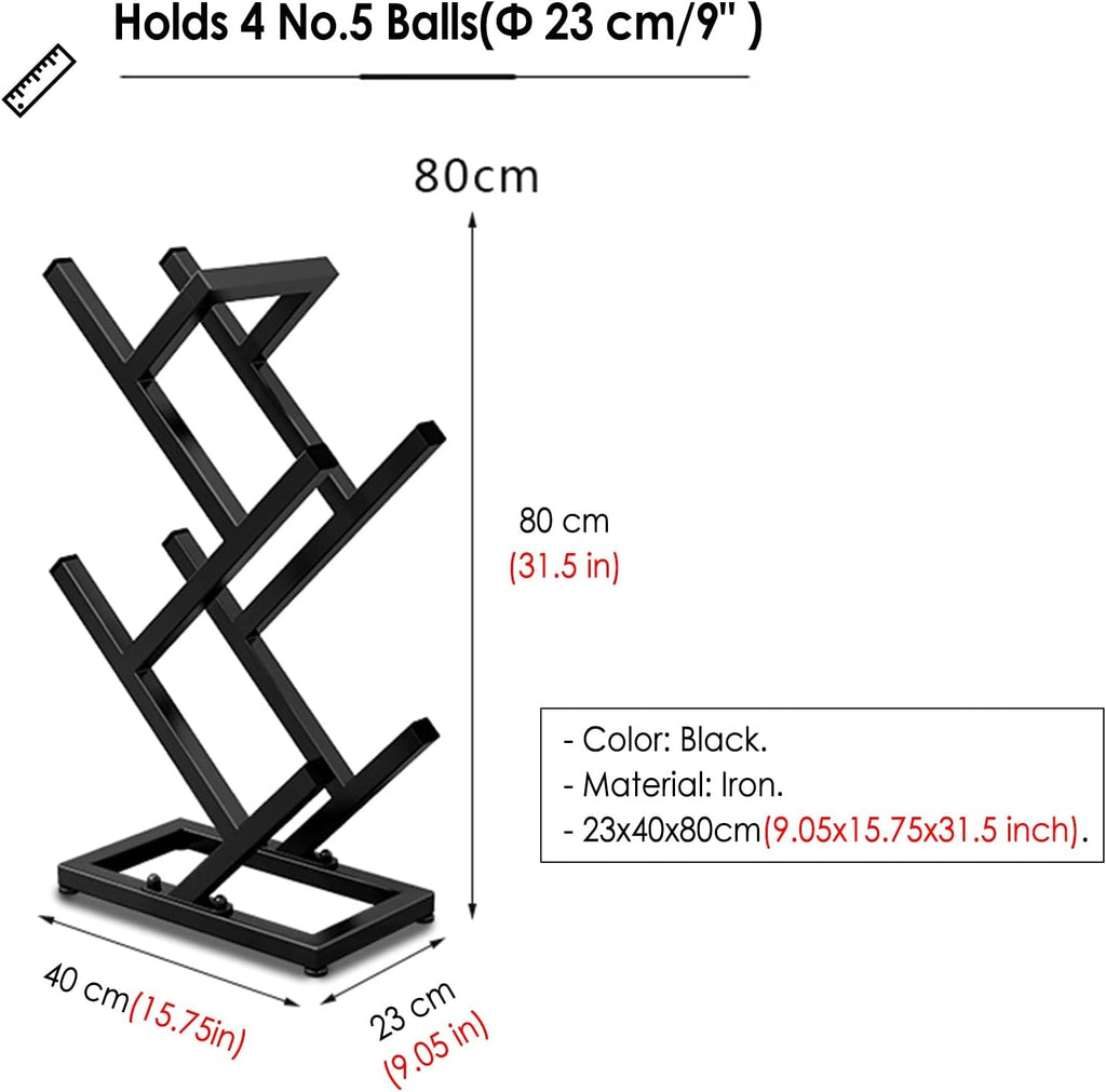 Sports Ball Storage Stand Sports Ball Storage Rack, Kids Toddlers Basketball Organizer for Garage Bedroom School, Black Vertical Football Volleyball Display Stand