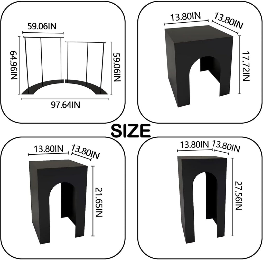5-Piece Black Retail Clothing Rack Set - Sturdy Metal Garment Rack & Display Tables with Curved Modern Minimalist Design, for Boutique, Clothing Store