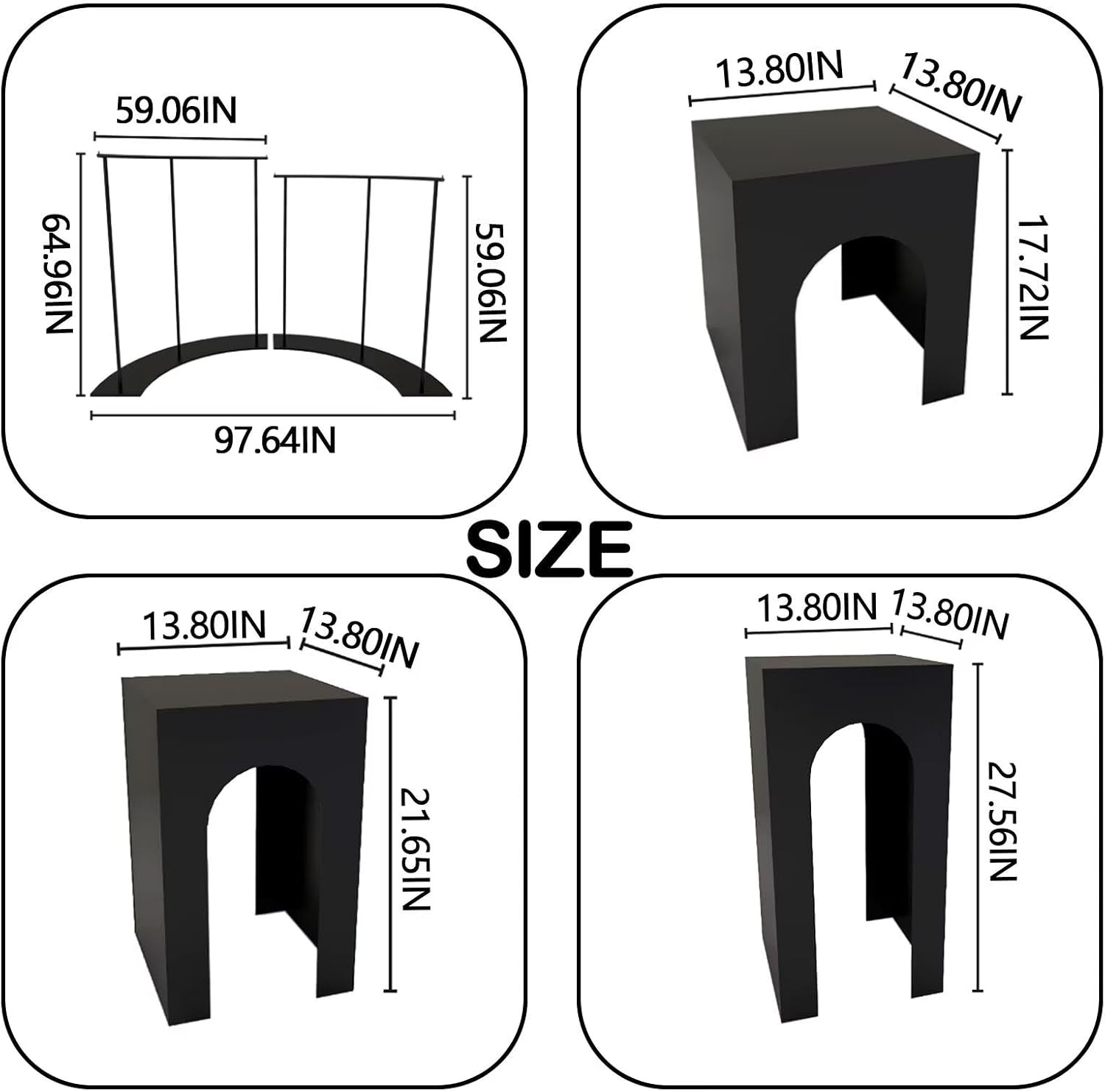 5-Piece Black Retail Clothing Rack Set - Sturdy Metal Garment Rack & Display Tables with Curved Modern Minimalist Design, for Boutique, Clothing Store