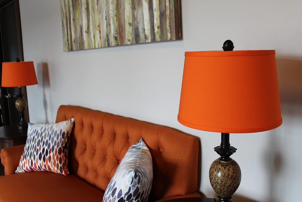 FenchelShades.com Set of 2 Lampshades 10' Top Diameter x 12' Bottom Diameter x 8' Slant Height with Washer (Spider) Attachment. Attaches to Lamps with an existing Harp -not included (Linen Carrot)