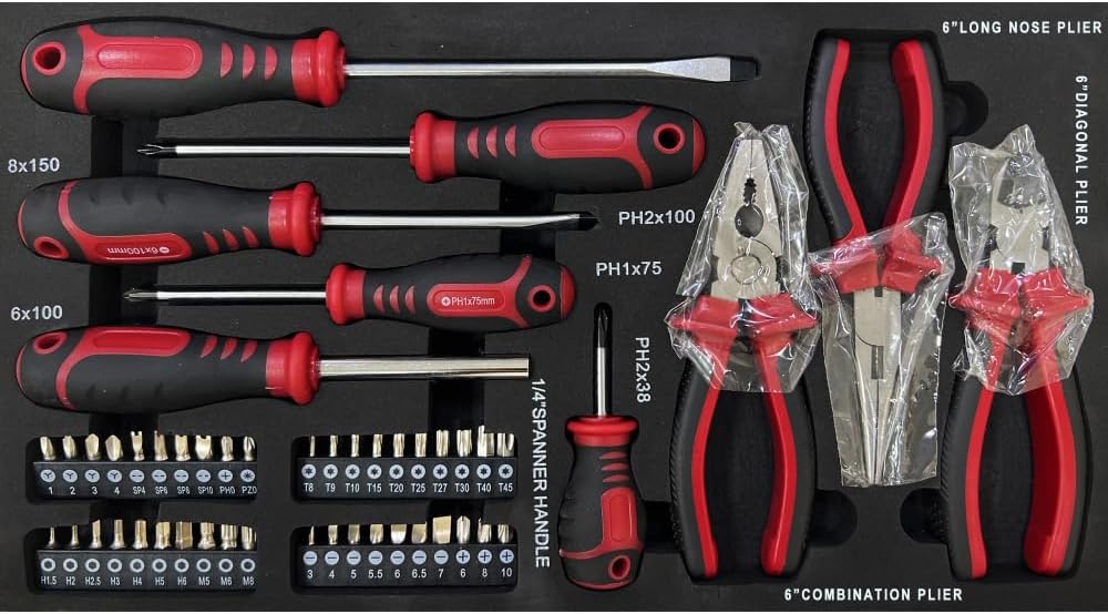 Tool Box Set, 439-Piece Mechanic's Tool Kit, 4-Drawer High Capacity Tool Chest, Lockable Storage Organizer with Sliding Drawers for Home & Garage Repair (Black)