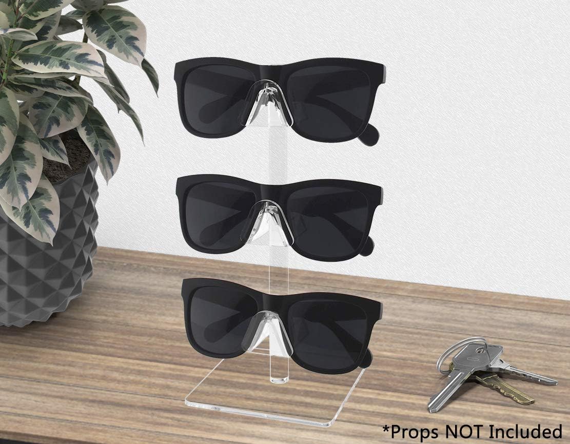 Marketing Holders 6 Pack Eyewear Holder Tabletop Organizer Stand Holds 3 Pairs of Sunglasses or Eyeglasses Clear Acrylic with Square Base for Boutiques Gift Shops Opticians and Retail Stores