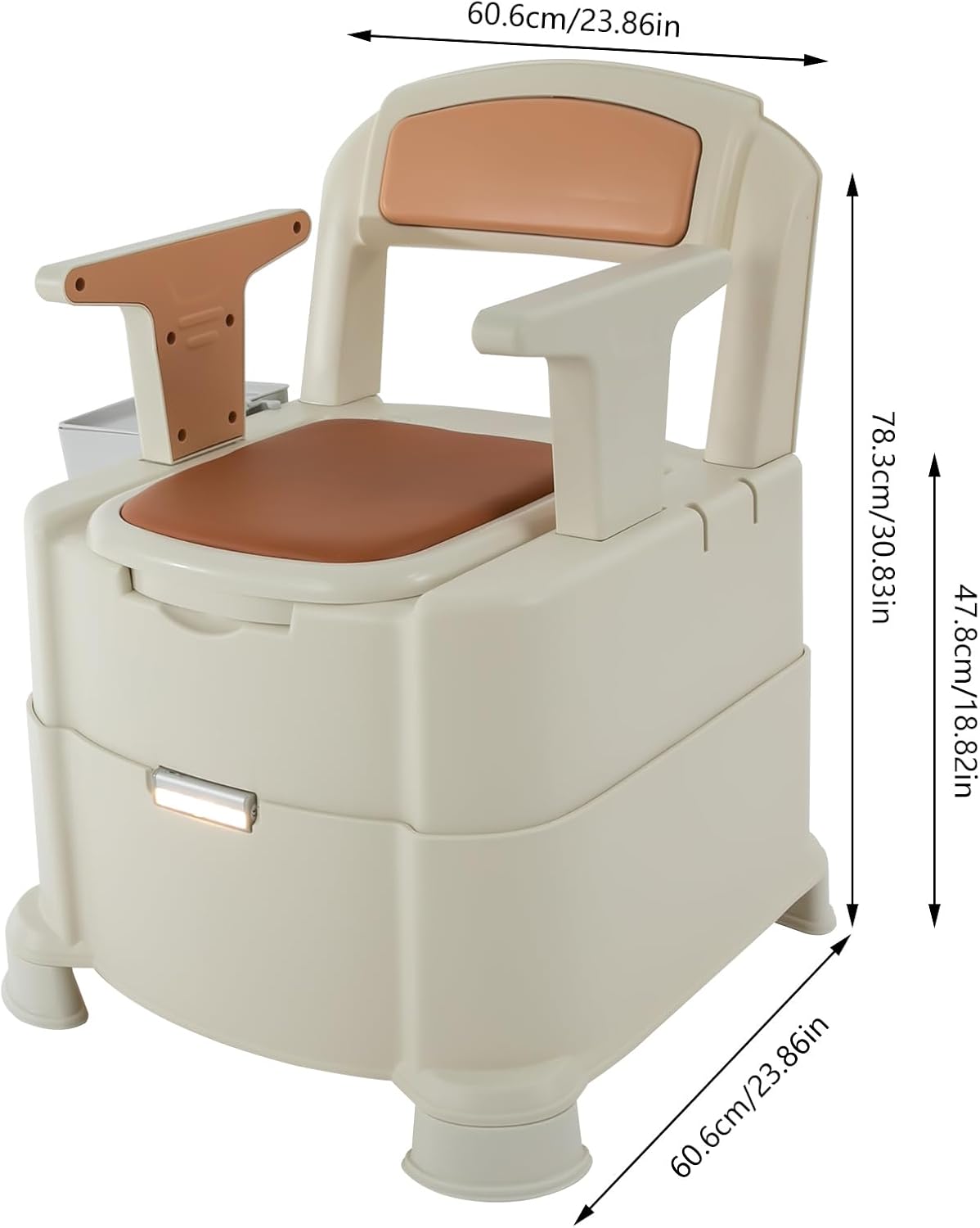 Bedside Commodes Chair, 440.92Lbs Capacity Bedside Toilet Portable Adult Potty Toilet Chair Armrests Adjustable Commode Toilet Heavy Duty Moveable Commodes w/Night Light for Home Use Nursing Centers