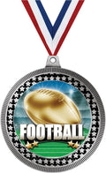 Crown Awards 2.75' Football Titan Series Award Medal, Silver Vega Football Titan Series Team Trophy Award Includes Free Neck Ribbon