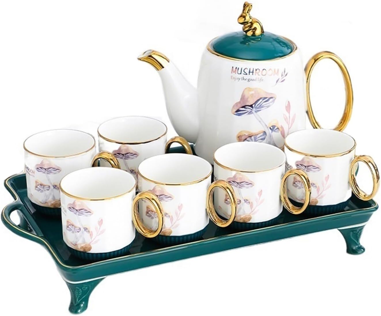 Beverage Serveware Nordic style large-capacity ceramic cold kettle home coffee milk tea juice white open cold kettle cup water set Water Carafe(Orange)