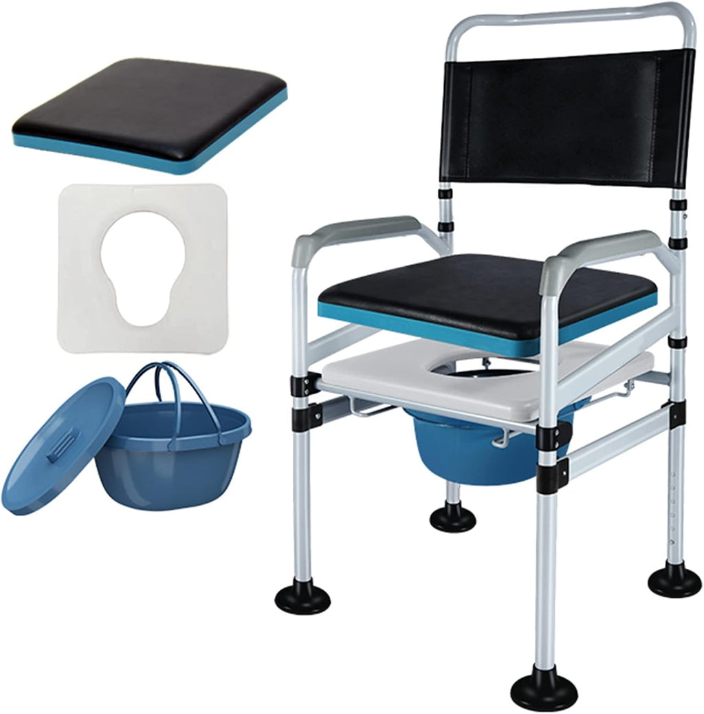 Heavy Duty Shower Chair with Armrests - Raised Toilet Seat with Potty - Bedside Commode for The Elderly, Pregnant Women, Disabled,B