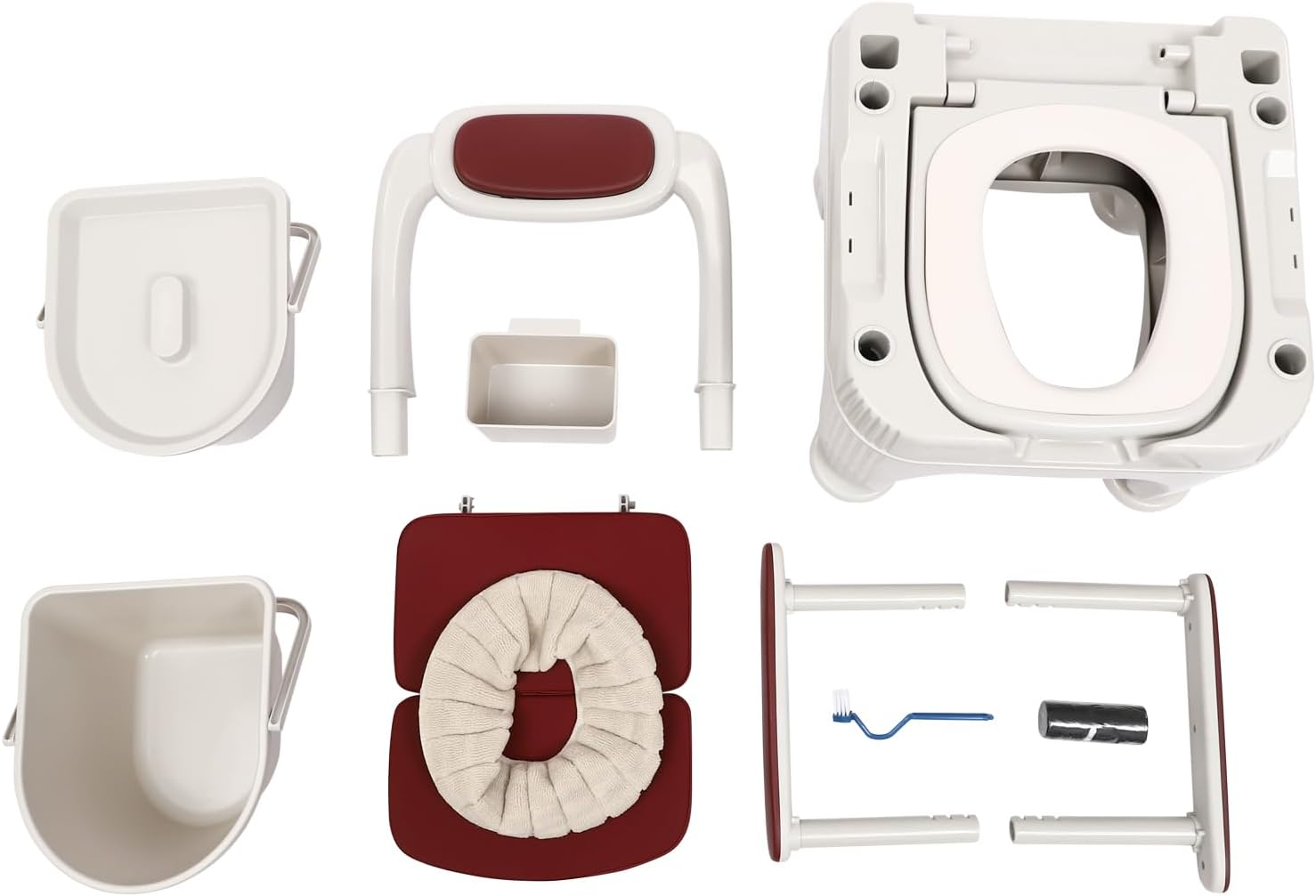 Bedside Commodes Chair, 661.39Lbs Capacity Bedside Toilet Portable Adult Potty Toilet Chair Height Adjustable Commode Toilet Heavy Duty Moveable Commodes for Home Use Nursing Centers