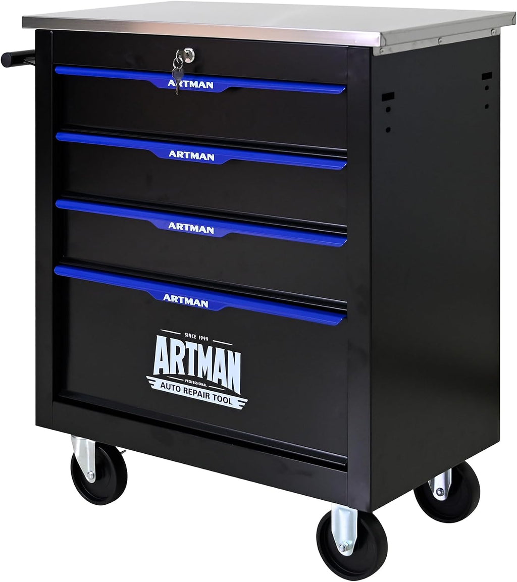 4-Drawer Tool Chest with Wheels, Combinable Rolling Tool Cart, Rolling Tool Box，Storage Organizer Cabinet for Garage,Warehouse, Repair Shop, Workshop