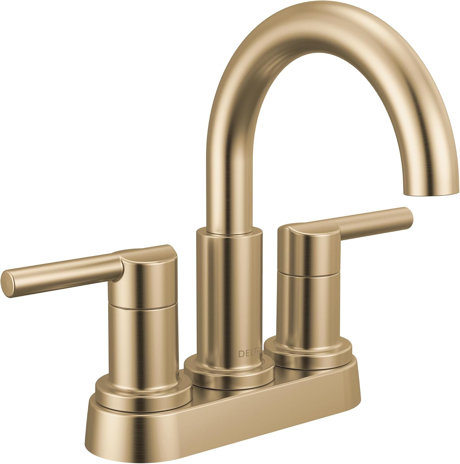 Delta Nicoli Centerset Brushed Gold Bathroom Faucet with Sprayer, 4 Inch 3 Hole Bathroom Sink Faucet with Pull Out Sprayer, Push-Pop Drain, Champagne Bronze 25749LF-CZ