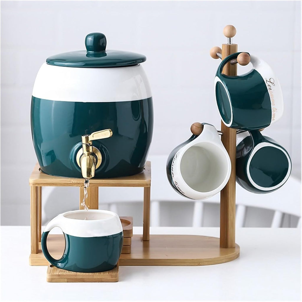 Beverage Serveware Large-capacity cold kettle home high temperature resistant lemon juice cool white open cold kettle cup water set with faucet Water Carafe