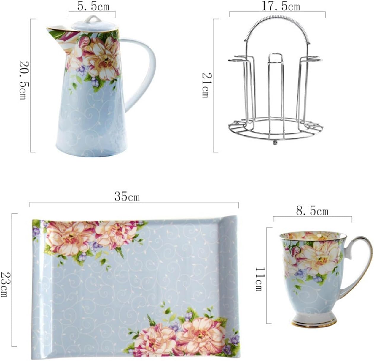 Beverage Serveware Living room water cup set household ceramic cup tray water set European heat-resistant teapot tea cup cold kettle gift Water Carafe