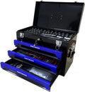Tool Box Set, 439-Piece Mechanic's Tool Kit, 4-Drawer High Capacity Tool Chest, Lockable Storage Organizer with Sliding Drawers for Home & Garage Repair (Blue)